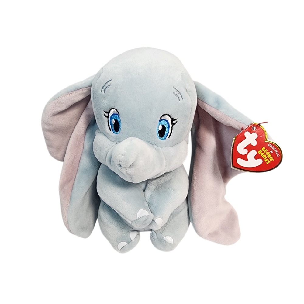 Ty Beanie Babies Dumbo Plush Toy Gray Blue Eyes Stuffed Animal Disney